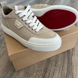 Authentic Christian Louboutin Simplerui Tan and White Sneaker